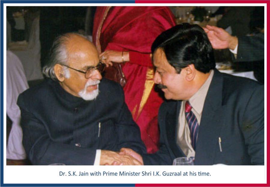 Dr. S.K Jain with Prime Minister Shri I.k. Guzraal at his time.