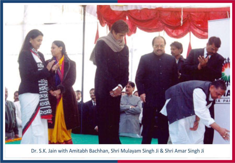 Dr. S.K Jain with Amitabh Bachchan, shri Mulayam Singh Ji and Shri Amar Singh Ji